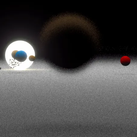 An out of focus sphere in the foreground yields to a focused white orb on a dark background.