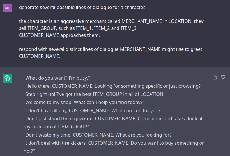 generating merchant dialogue