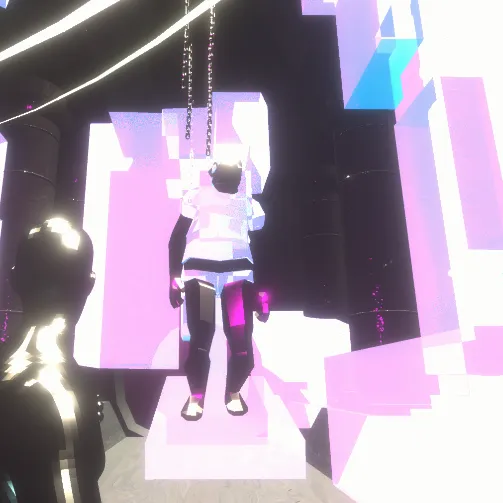 A black and pink low-poly man in a t-shirt.